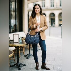 Coach Dark Blue Signature Shoulder Bag